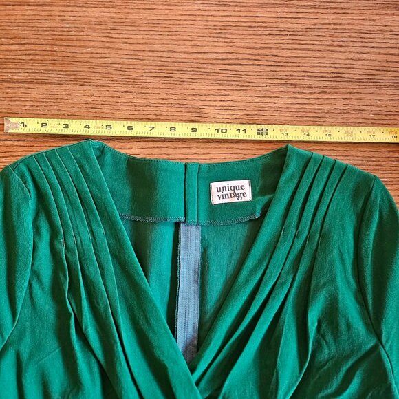Unique Vintage Delores 1950s Emerald Green Swing Dress XXL - Picture 9 of 10